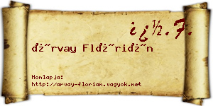 Árvay Flórián névjegykártya